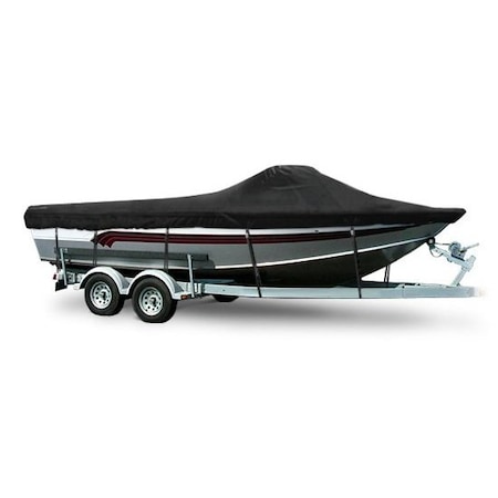 Eevelle Boat Cover ALUMINUM FISHING High Windshield, Outboard Fits 26ft 6in L up to 102in W Black SCAFH26102B-BLK